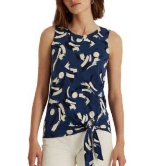 Ralph Lauren black label‎ Blue Geometric-print Tank Top size M - Picture 1 of 8